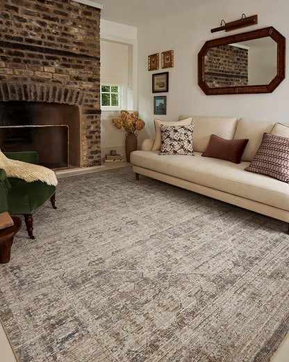 Loloi Chris Loves Julia Ida Collection IDA-06 Slate/Natural 11'-6" x 15'-6", .19" Pile Height, Area Rug