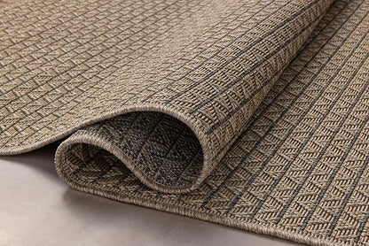 Loloi Chris Loves Julia Providence Collection PRC-05 Natural/Graphite 8'-6" x 12', .12" Pile Height, Indoor/Outdoor Area Rug