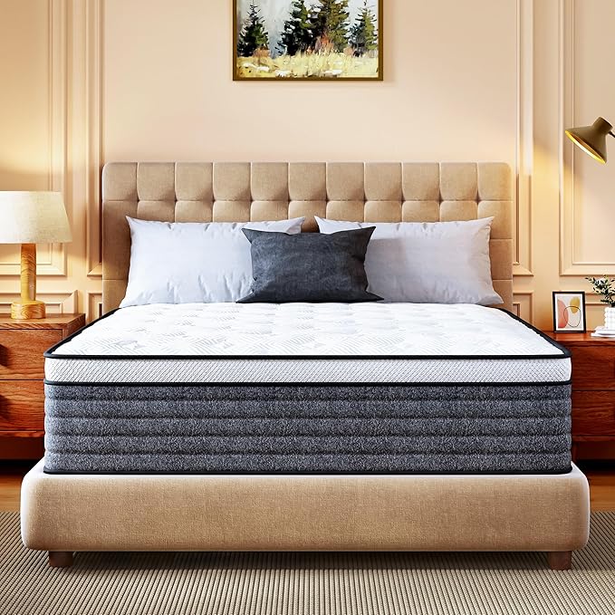 CH CHARME HOUSE Full Size Mattress, 12 Inch Full Hybrid Mattress in a Box, Medium Feel Foam and Individual Pocket Springs, Extra Edge Support, Pressure Relief, CertiPUR-US