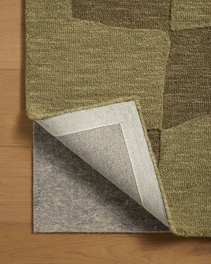 Loloi Leanne Ford Craven Collection CVN-03 Green/Olive 7'-9" x 9'-9" Area Rug Checkered, Patterned, Neutral, Living Room, Bedroom, Dining Room