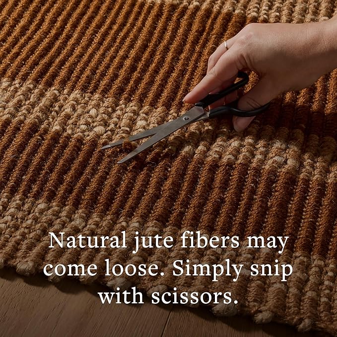 Loloi Leanne Ford Weatherstaff Collection WTS-04 Cinnamon/Natural 8'-6" x 11'-6" Area Rug Jute, Striped, Neutral, Living Room, Bedroom, Dining Room
