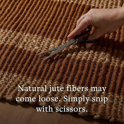 Loloi Leanne Ford Weatherstaff Collection WTS-04 Cinnamon/Natural 5'-0" x 7'-6" Area Rug Jute, Striped, Neutral, Living Room, Bedroom, Dining Room
