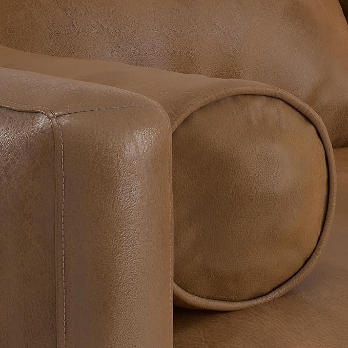 SIMPLIHOME Morrison Left Sectional Sofa in Full-Grain Genuine Leather, Caramel Brown, 102-inches Wide, L-Shaped Leather Couch with Left Chaise for The Living Room and Family Room
