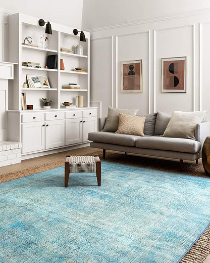 Loloi Loren Collection LQ-08 Aqua 7'-6" x 9'-6" Area Rug