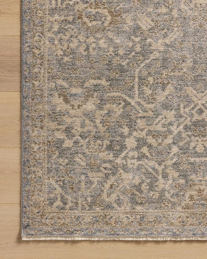 Loloi Magnolia Home by Joanna Gaines Junie Collection JUE-01 Blue/Natural 7'-10" x 7'-10", .38" Pile Height, Round Area Rug