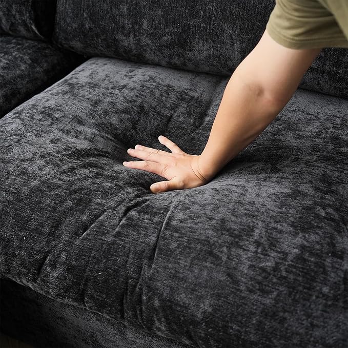 WJShome Cloud Couch Modular Sectional Sofa,67" L Shaped Couch, Convertible Wide Seater, 2 Seater+Ottoman for Living Room Set,Covers Washable&Replaceable,Black