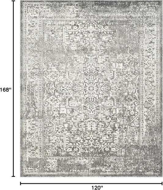 SAFAVIEH Area Rug 10x14 - Evoke Collection - Large - Grey & Ivory, Distressed Design, Non-Shedding & Easy to Clean, Ideal for Living Room, Bedroom, Dining Space (EVK256D)