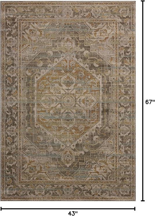 Loloi Magnolia Home by Joanna Gaines Mona Collection MOA-01 BARK/Sunrise 3'-7" x 5'-7" Accent Rug