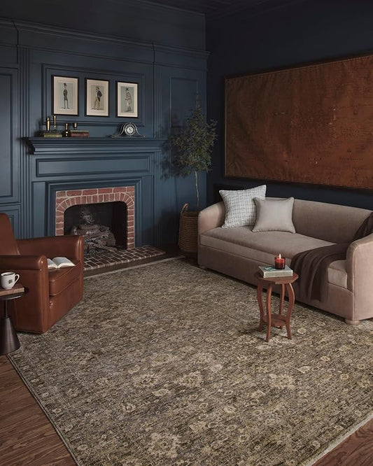 Loloi Magnolia Home by Joanna Gaines Junie Collection JUE-06 Lagoon/Natural 5'-3" x 5'-3", .38" Pile Height, Round Area Rug