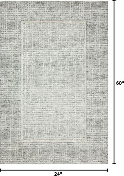 Loloi Chris Loves Julia Briggs Collection, Mist & Ivory, 2'-0" x 5'-0" Accent Rug – Minimal Gritted Design Area Rugs for Living Room Bedroom Entryway & Hallway No Shed High Traffic Home Decor Rug