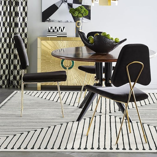 RUGGABLE x Jonathan Adler Machine Washable Modern Area Rug – Inkdrop Black & Ivory 6x9, Stain-Resistant, Non-Slip – Medium Rugs for Living Room, Bedroom, Hallway, Entryway & Office–with Standard Pad