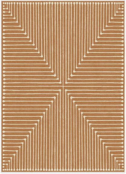 RUGGABLE x Jonathan Adler Machine Washable Modern Area Rug – Inkdrop Copper 5x7, Stain-Resistant, Non-Slip – Medium Rugs for Living Room, Bedroom, Hallway, Entryway & Office–with Standard Pad