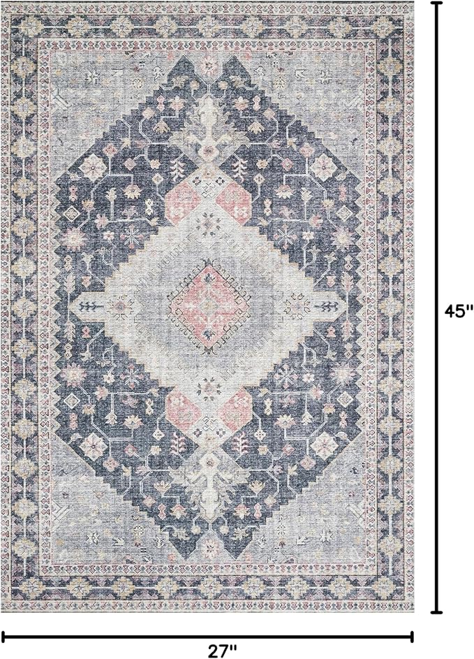 Loloi II Skye Collection SKY-02 Charcoal/Multi 2'-3" x 3'-9" Accent Rug