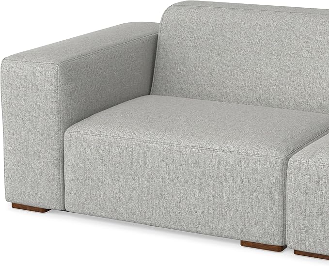 SIMPLIHOME Rex Modular Sofa and Ottoman Set in 100% Recycled Polyester Tightly Woven Performance Fabric, Pale Grey, 122-inch-wide 3-Seater Couch and Matching 34-inch-wide Ottoman for Living Room