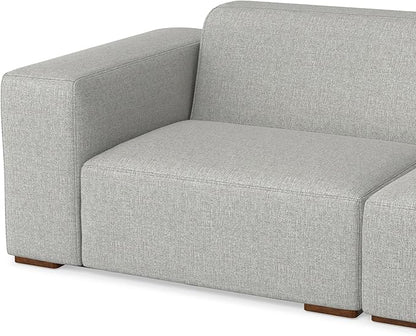 SIMPLIHOME Rex Modular Sofa and Ottoman Set in 100% Recycled Polyester Tightly Woven Performance Fabric, Pale Grey, 122-inch-wide 3-Seater Couch and Matching 34-inch-wide Ottoman for Living Room