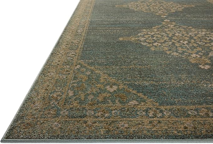 Loloi Magnolia Home by Joanna Gaines Mona Collection MOA-04 Aqua/Wheat 11'-6" x 15'-6" Area Rug