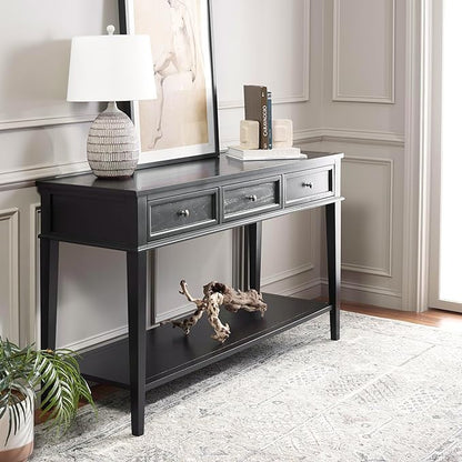 SAFAVIEH Home Collection Manelin Black/Antique Gold 3-Drawer Console Table for Living Room Foyer Bedroom Hallway Entryway Office