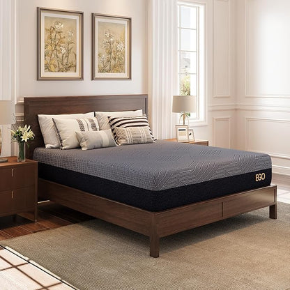 MLILY EGOHOME 10 Inch Full Mattress, Copper Gel Cooling Memory Foam Mattress for Back Pain Relief,Therapeutic Double Mattress Bed in a Box, Made in USA, CertiPUR-US Certified, 54x75x10 Black