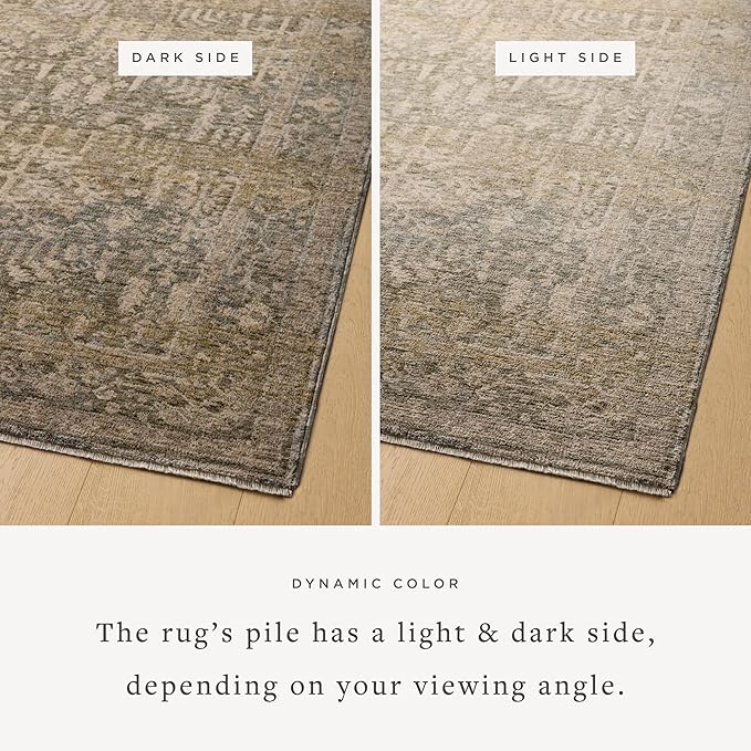 Loloi Magnolia Home by Joanna Gaines Junie Collection JUE-02 Moss/Natural 2'-7" x 8'-0", .38 Pile Height, Runner Rug