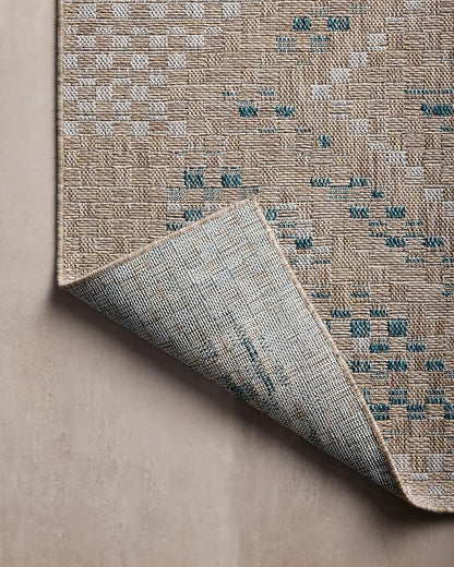 Loloi Amber Lewis Topanga Collection TOP-04 Natural/Aqua 9'-2" x 12'-0" Indoor/Outdoor Area Rug