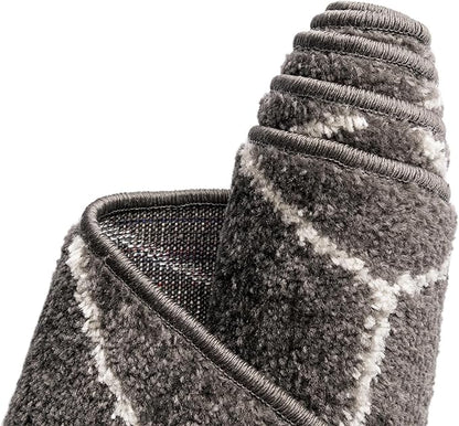 Unique Loom Trellis Frieze Collection Area Rug - Geometric (2' x 10' Runner, Dark Gray/ Ivory)