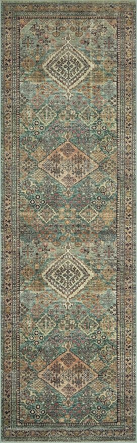 Loloi Magnolia Home by Joanna Gaines Sinclair Collection SIN-03 Turquoise/Multi 2'-0" x 5'-0", .25" Pile Height, Machine Washable, Accent Rug