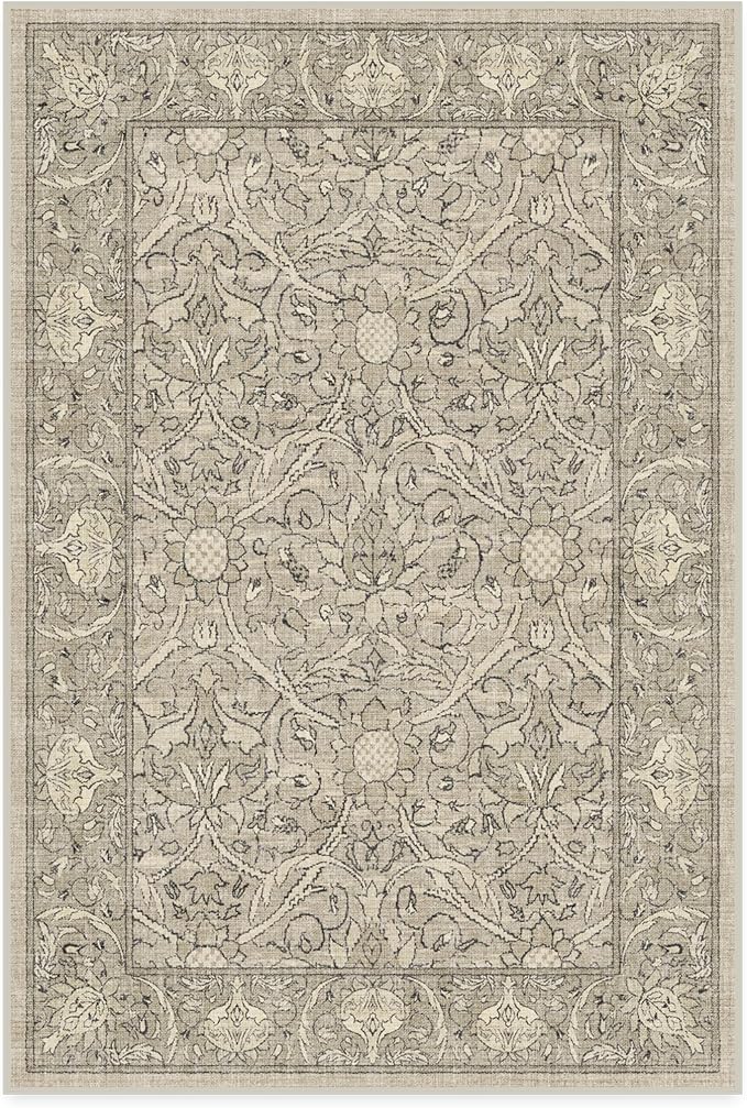 RUGGABLE x Morris & Co Washable Area Rug – Montreal Natural Stone 4x6, Stain-Resistant, Non-Slip – Medium Machine Washable Rugs for Living Room, Bedroom, Hallway, Entryway & Office–with Standard Pad