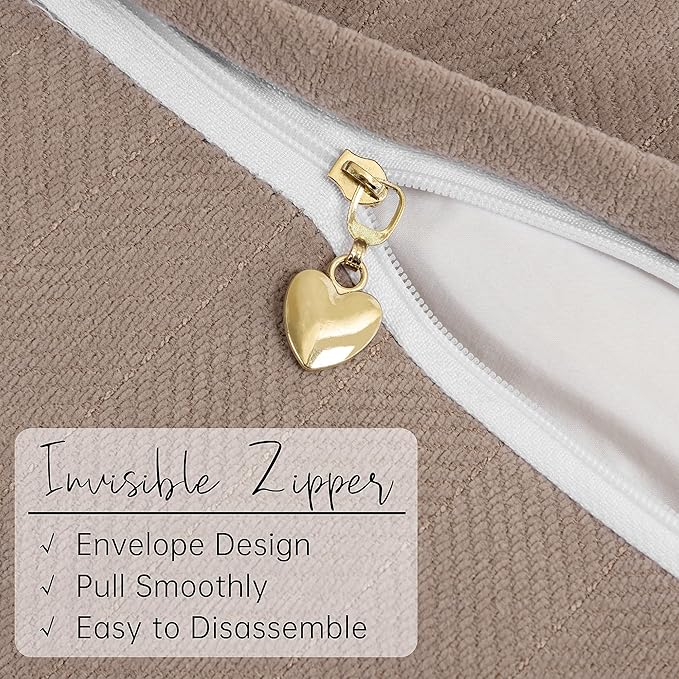 ZWJD Khaki Pillow Covers 22x22 Set of 2 Chenille Throw Pillow Covers with Elegant Design Soft and Luxurious Decorative Throw Pillows for Couch, Bed, and Home Decor