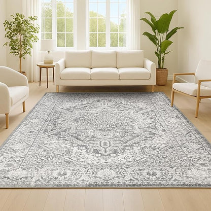 JONATHAN Y Modern Vintage Medallion Light Gray Indoor Area Rug, 10x13, Country, Floral, Easy-Cleaning for Living Room, Bedroom, Kitchen, Pet Friendly, Non-Shedding (MDP100A-13)
