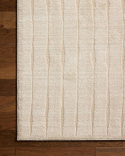 Loloi Chris Loves Julia Calvin Collection CLV-02 Ivory/Oatmeal 6'-3" x 9'-6" Area Rug Checkered Neutral Soft Living Room Bedroom Carpet
