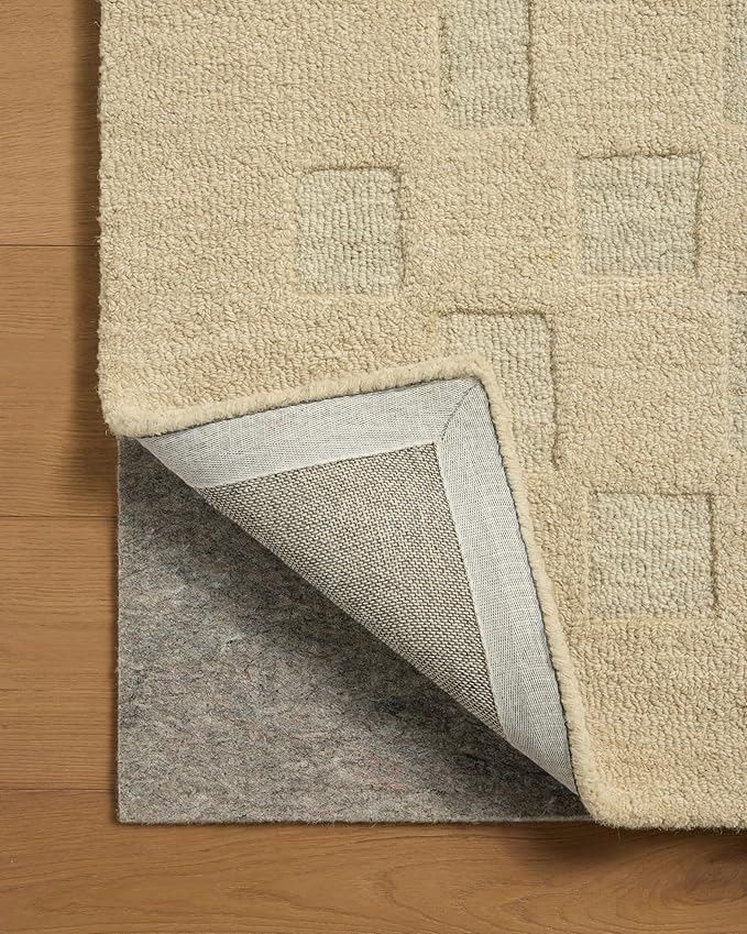 Loloi Leanne Ford Craven Collection CVN-04 Oatmeal/Dove 5'-0" x 7'-6" Area Rug Checkered, Patterned, Neutral, Living Room, Bedroom, Dining Room
