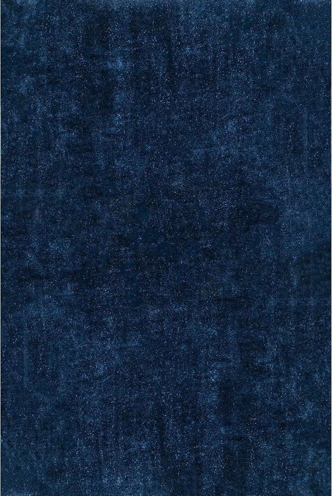 nuLOOM 6' Square Cozy Plush SuperiorWash Area Rug, Machine Washable, Non-Slip, Soft Fluffy Shag Carpet for Living Room Bedroom Kids Room Nursery Home Decor, Loni Navy