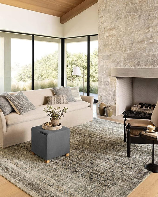 Loloi Amber Lewis Morgan Collection MOG-02 Navy/Sand 3'-6" x 5'-6" 38" Thick Accent Rug feat. CloudPile, Neutral, Room Décor, Vintage Inspired, Livingroom, Bedroom, Dining Area