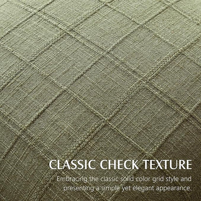 Foindtower Set of 2 Decorative Linen Check Throw Pillow Covers Neutral Farmhouse Vintage Cushion Covers Modern Boho Home Decor for Sofa Chair Couch Bedroom Living Room,22×22 Inch,Sage Green