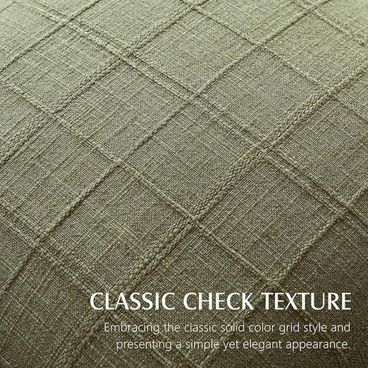 Foindtower Set of 2 Decorative Linen Check Throw Pillow Covers Neutral Farmhouse Vintage Cushion Covers Modern Boho Home Decor for Sofa Chair Couch Bedroom Living Room,22×22 Inch,Sage Green