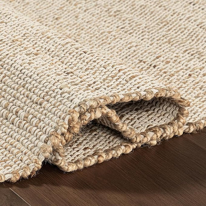 nuLOOM 2'6" x 8' Elfriede Jute & Cotton Hand Woven Area Rug, Natural, Solid Rustic Farmhouse Style, Weaved Design, Natural Fiber, For Bedroom, Living Room, Dining Room, Hallway, Office, Entryway