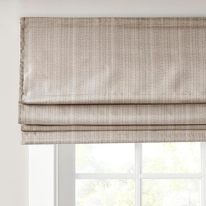 Madison Park Galen Cordless Roman Shade, 23"W x 64"H, Sheen Taupe – Room Darkening, Thermal Insulated, Energy Efficient Window Blind with Subtle Sheen Basketweave Fabric for Privacy