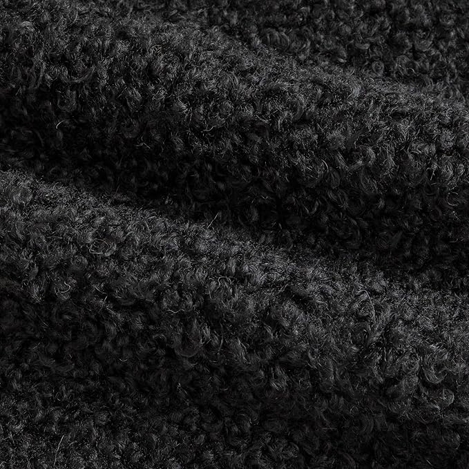 Pack of 2 Curly Teddy Wool Faux Fur Throw Pillow Covers Fuzzy Accent Soft Sherpa Pillowcases Sheepskin Fleece Decorative Cushion Case for Sofa Couch Living Room 12x20 Inch Black