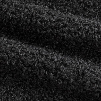 Pack of 2 Curly Teddy Wool Faux Fur Throw Pillow Covers Fuzzy Accent Soft Sherpa Pillowcases Sheepskin Fleece Decorative Cushion Case for Sofa Couch Living Room 12x20 Inch Black