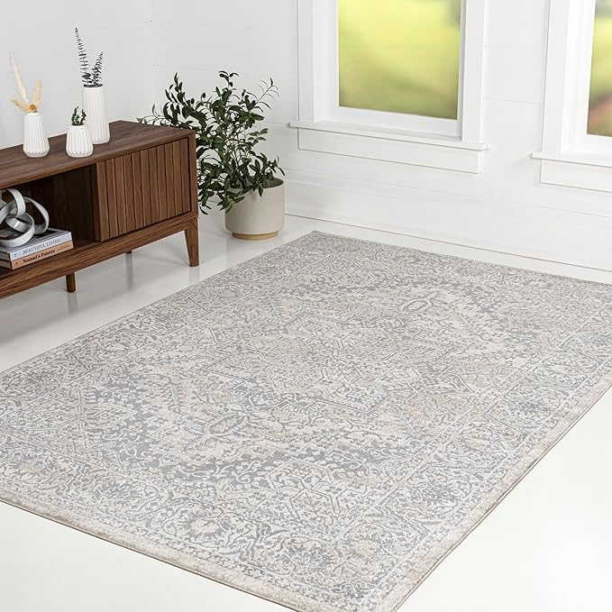 JONATHAN Y Vintage Medallion Indoor Area Rug Cream 5X8, Modern Boho for Living Room, Bedroom, Kitchen, Office, Easy-Cleaning, High Traffic, Pet-Friendly, Non-Shedding MDP100C-5