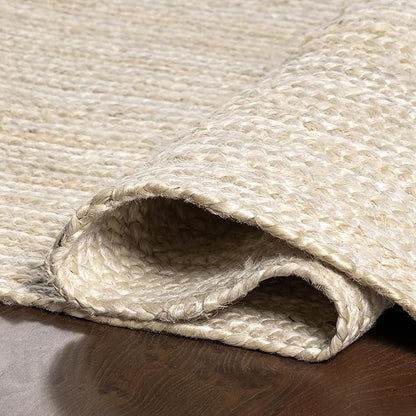nuLOOM Oval 4x6 Rigo Jute Hand Woven Area Rug, Off White, Solid Farmhouse Design, Natural Fiber, For Bedroom, Living Room, Dining Room, Hallway, Office, Kitchen, Entryway