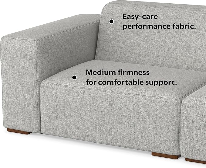 SIMPLIHOME Rex Corner Sectional Modular Sofa in 100% Recycled Polyester Tightly Woven Performance Fabric, Pale Grey, 116-inches Wide, Handcrafted Modern-Style L-Shaped Couch for Living Room