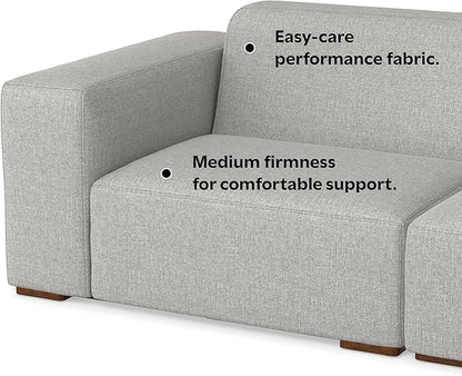 SIMPLIHOME Rex Corner Sectional Modular Sofa in 100% Recycled Polyester Tightly Woven Performance Fabric, Pale Grey, 116-inches Wide, Handcrafted Modern-Style L-Shaped Couch for Living Room