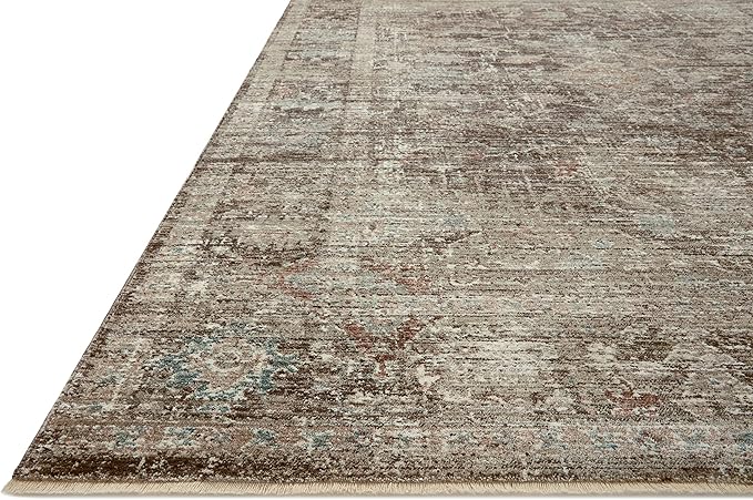 Loloi Magnolia Home by Joanna Gaines Millie Collection MIE-03 Charcoal/Dove 5'-3" x 5'-3", .25" Pile Height, Round Area Rug