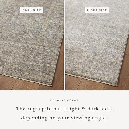 Loloi Magnolia Home by Joanna Gaines Millie Collection MIE-05 Stone/Natural 7'-10" x 7'-10", .25" Pile Height, Round Area Rug