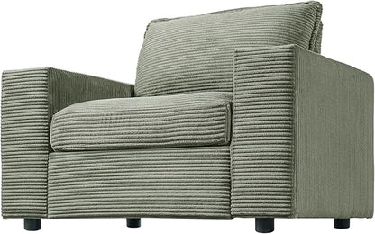 Christopher Knight Home Zoe Oversized Chaise Lounge Chair Indoor with Cup Holders & USB Charging Port, Corduroy Upholstered Sofa Bed + Ottoman with Storage, Comfy Deep Seat Sleeper Sofa Chair, Green