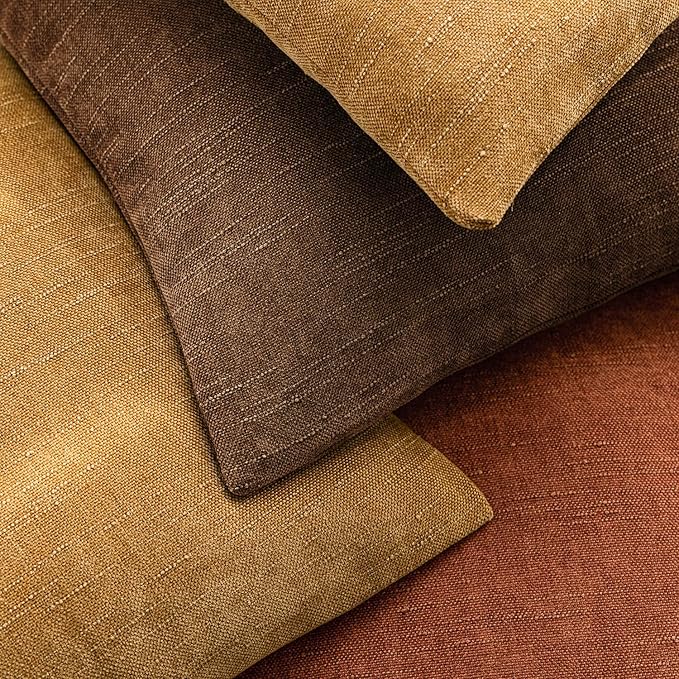 Foindtower Set of 2 Textured Chenille Throw Decorative Pillow Covers Square Accent Solid Cushion Cover Neutral Farmhouse Lumbar Pillow Case for Couch Sofa Bedroom Living Room 12x20 Inch,Dark Bronze