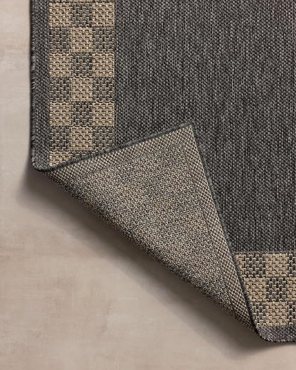 Loloi Chris Loves Julia Providence Collection PRC-01 Charcoal/Natural 7'-6" x 7'-6", .12" Pile Height, Indoor/Outdoor Round Area Rug