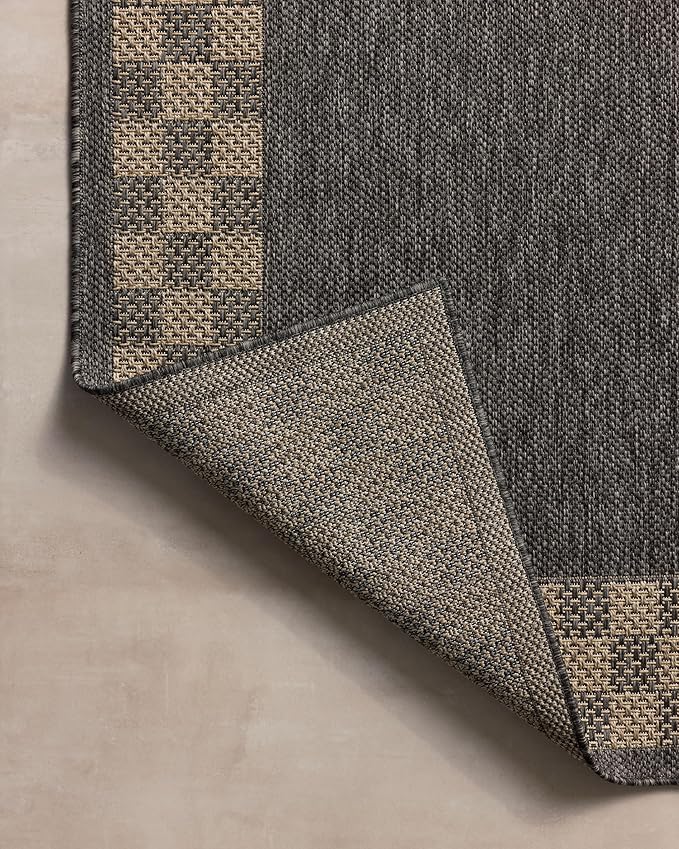 Loloi Chris Loves Julia Providence Collection PRC-01 Charcoal/Natural 7'-6" x 10', .12" Pile Height, Indoor/Outdoor Area Rug