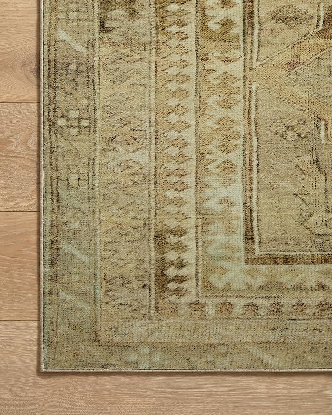 Loloi Magnolia Home by Joanna Gaines Sinclair Collection SIN-02 Khaki/Tobacco 8'-6" x 11'-6", .25" Pile Height, Machine Washable, Area Rug